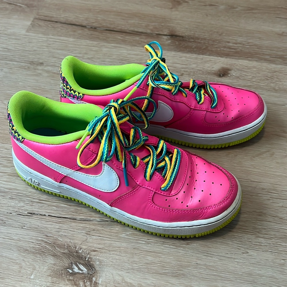 Nike Air Force One Pink Blast - San Antonio Spurs- Rare Color - Youth 6.5 W8